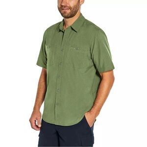 Orvis Men’s Woven Short Sleeve Tech Shirt Green Outdoor Vented UPF 30+ Size XL